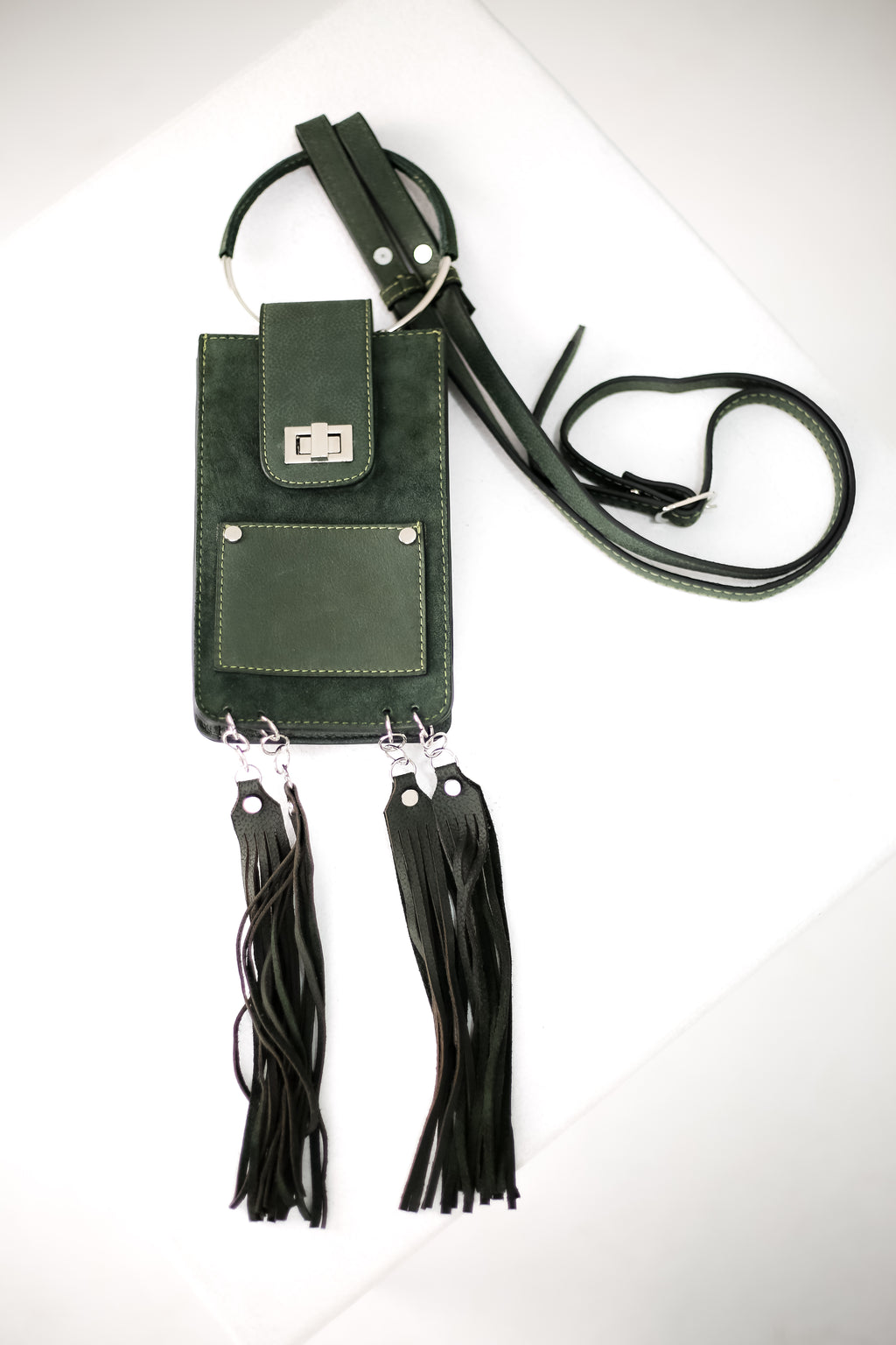 Olive Green Derí Mini Fringe Bag
