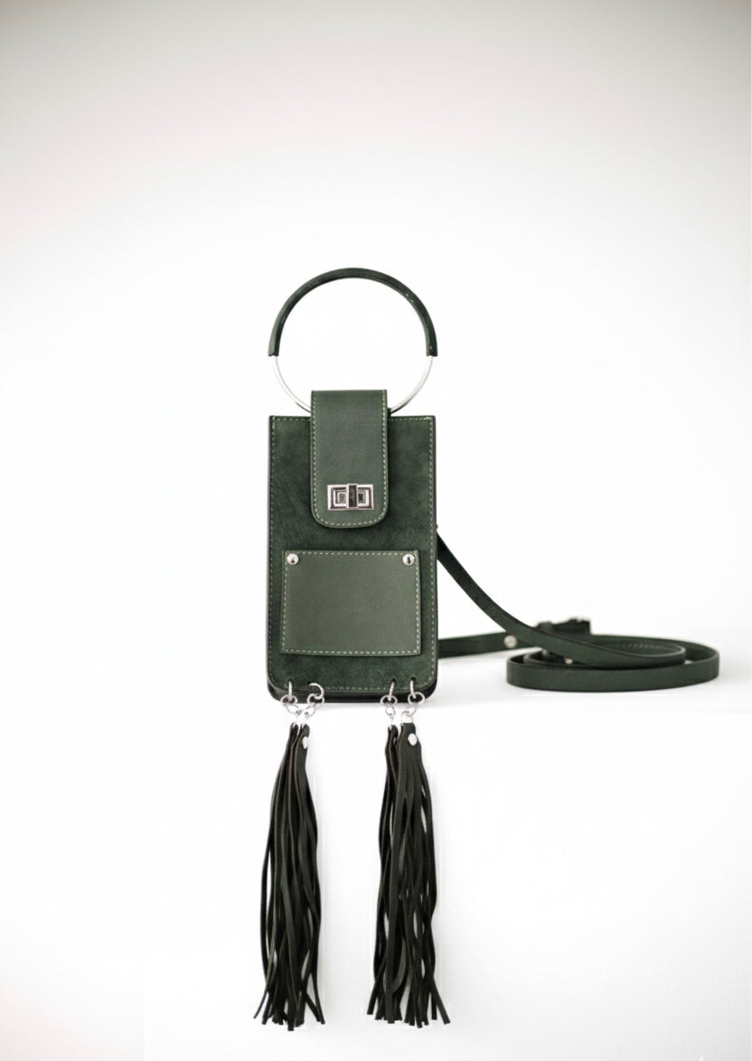 Olive Green Derí Mini Fringe Bag