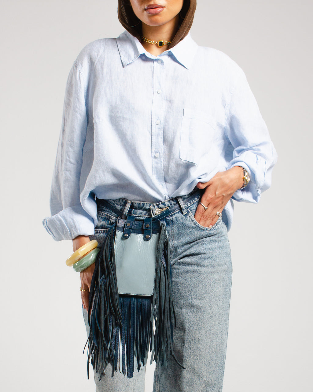 Blue shades Derí Mini Fringe Bag