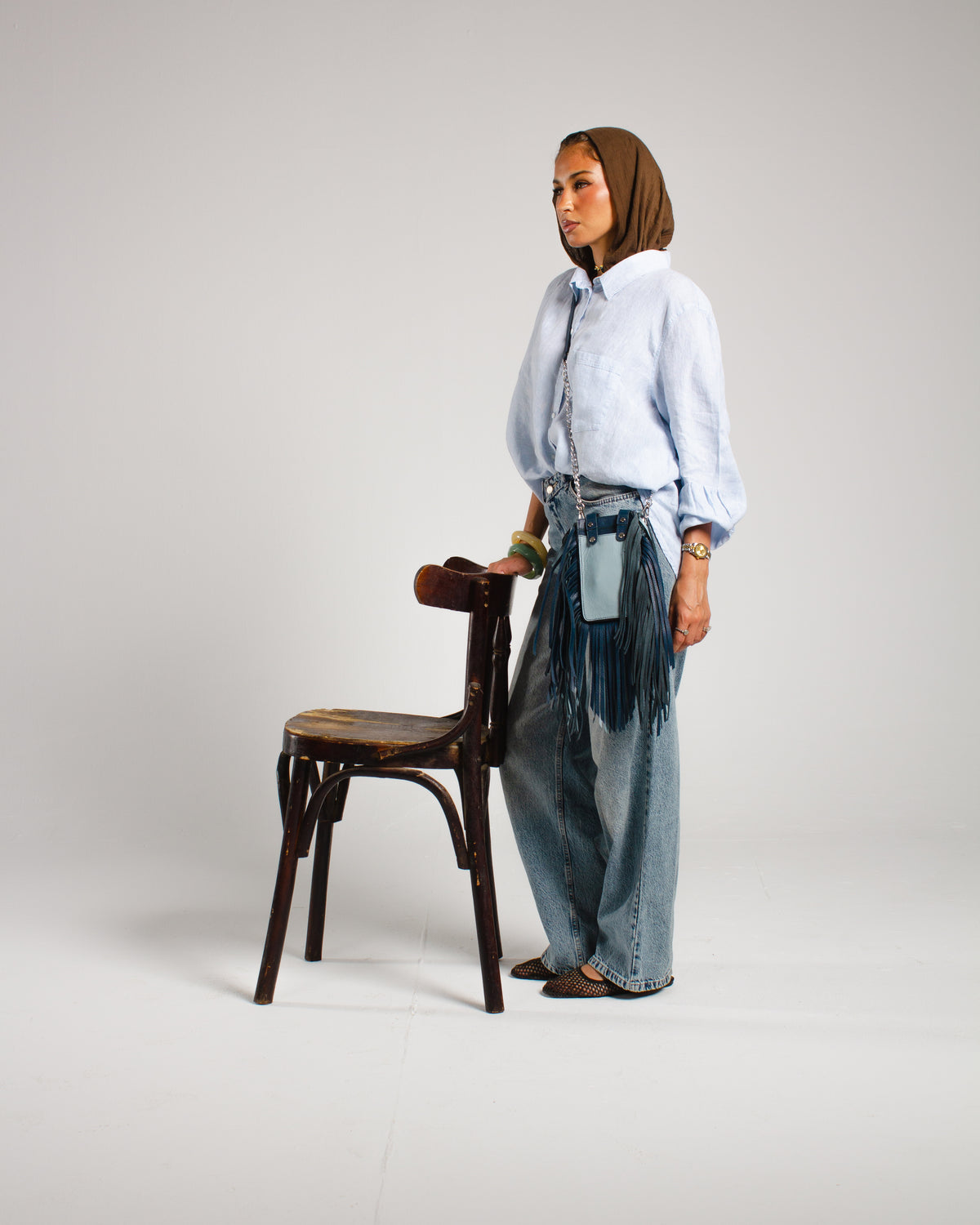 Blue shades Derí Mini Fringe Bag