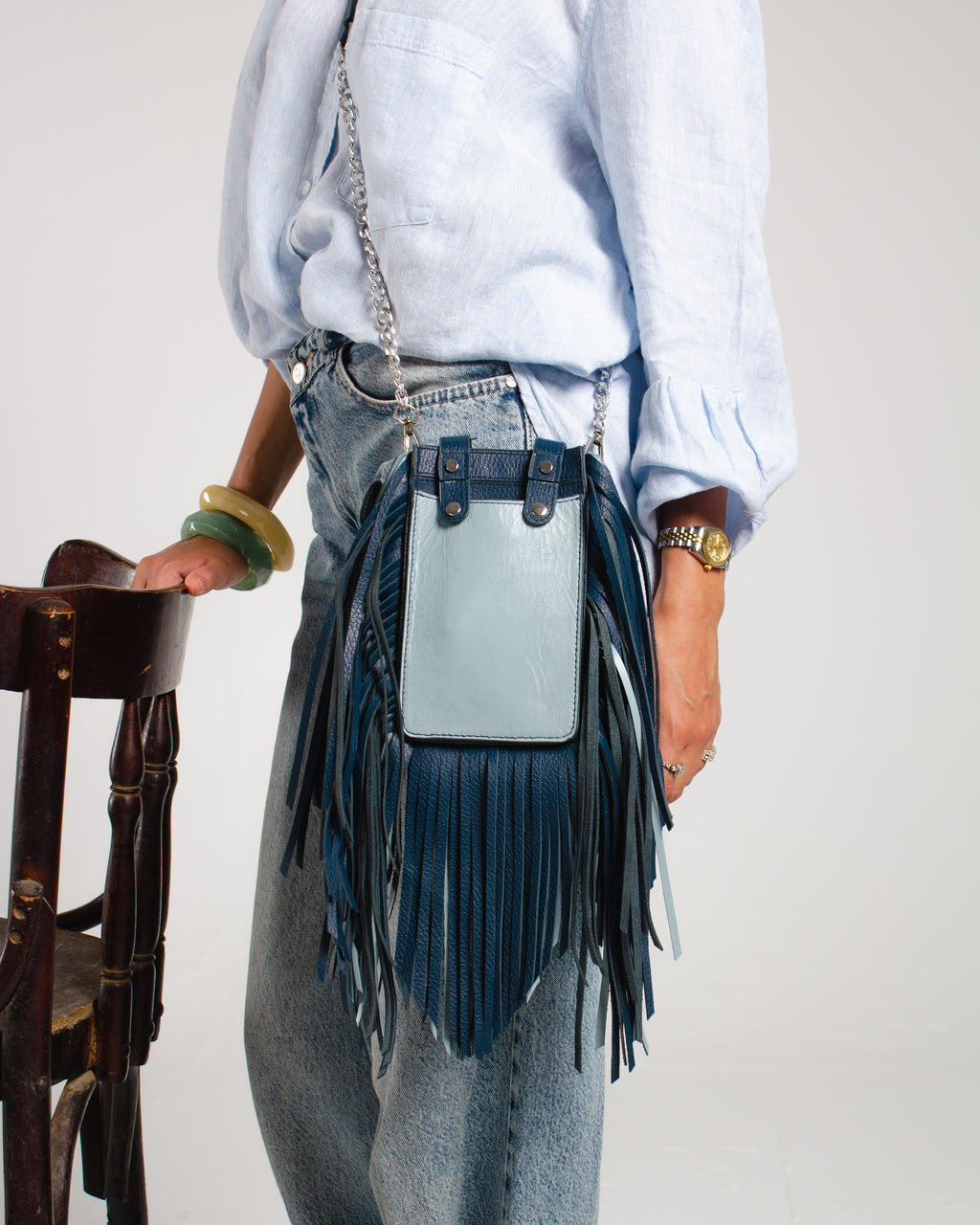 Blue shades Derí Mini Fringe Bag