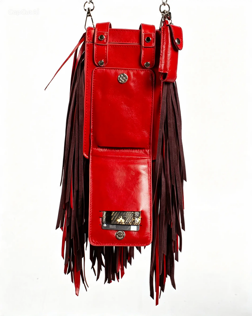 Bright red Derí Mini Fringe Bag